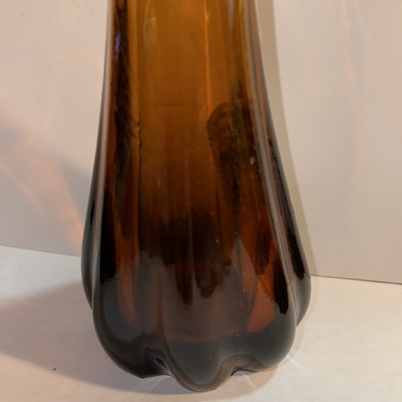 Swung Five Finger Pulled Glass Vase Rootbeer Amber 10" - Picture 6 of 8